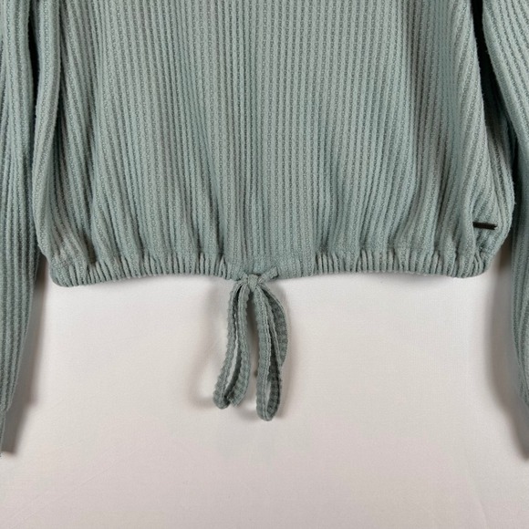 NWT Hollister Womens XS Waffle Knit Tie Front‎ Long Sleeve Top Cutout Back - Picture 10 of 11